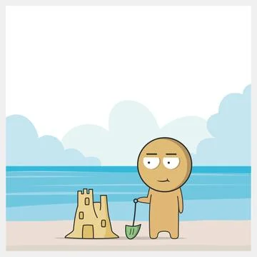 Boy and sand castle Stock Illustration