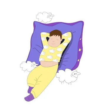 Boy and sheeps Stock Illustration