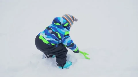 Boy and snow Stock Footage 167351286