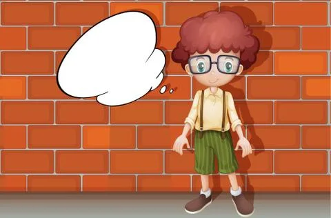 A boy and a speech bubble 스톡 일러스트