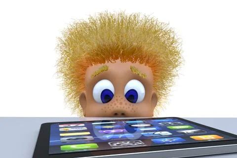 Boy and tablet Stock Illustration