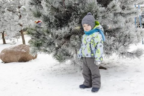 Boy and winter Stock Photos