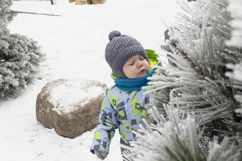 Boy and winter Stock Photos