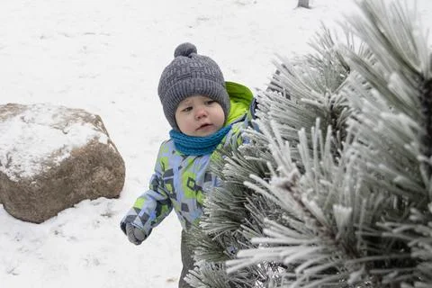 Boy and winter Stock Photos