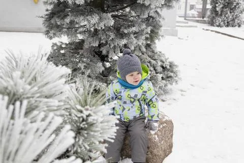 Boy and winter Stock Photos