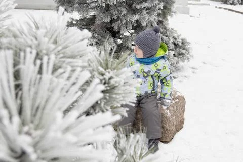 Boy and winter Stock Photos