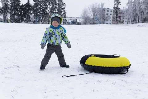 Boy and winter Stock Photos