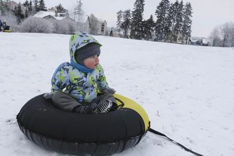 Boy and winter Stock Photos