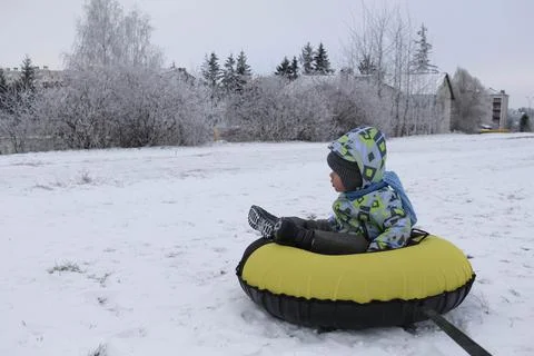 Boy and winter Stock Photos
