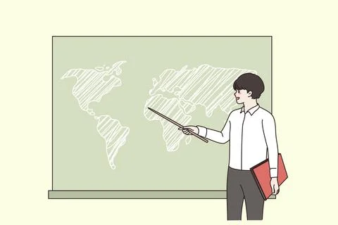 Boy answer at school geography lesson Stock Illustration