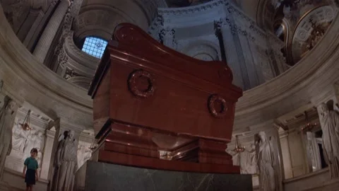 Boy approaches Napoleons tomb inside Les Invalides, Paris, France. Stock Footage 163173987
