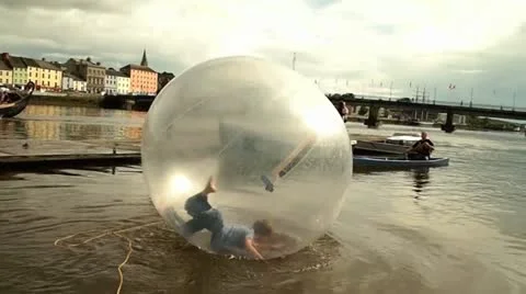 Boy in aqua sphere 1 Video stock 12518444
