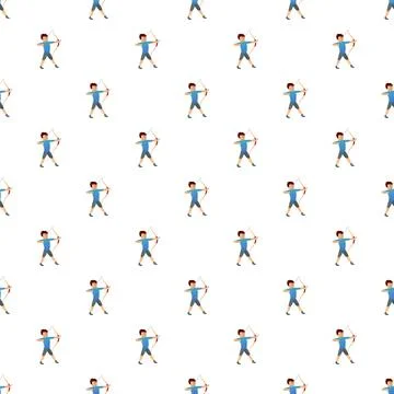 Boy archer aiming bow and arrow seamless pattern Illustrazione stock