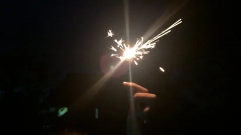 Boy are holding firework Stock Footage 98285090