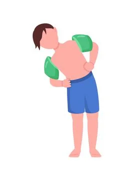 Boy with arm floaties semi flat color vector character Stock Illustration