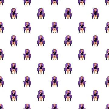 Boy in armchair drinking coffee seamless pattern Stock Illustration
