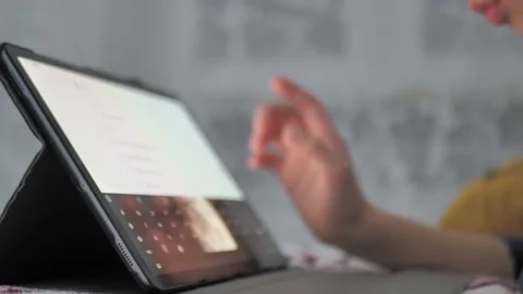 Boy assembling molecular model by learning from home with school teacher Stock Footage 224532471