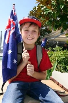 Boy with Australian Flag Stock Photos