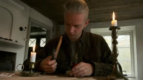 Boy with an ax Stock Footage 295321826