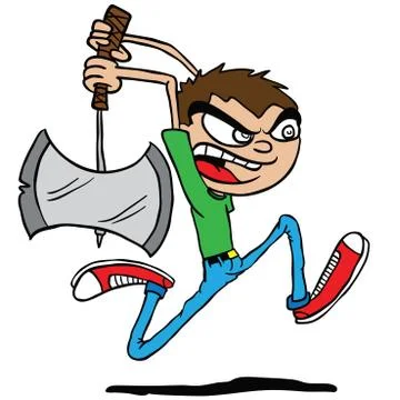 Boy with axe Stock Illustration