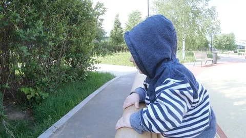 Boy baby on the bench 스톡 동영상 108797261