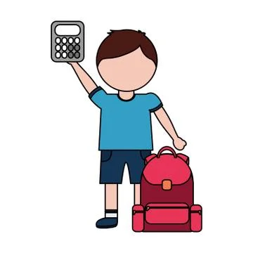 Boy with backpack and calculator back to school 스톡 일러스트