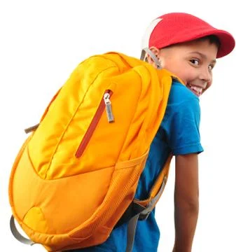 Boy with backpack and a cap Stock Photos