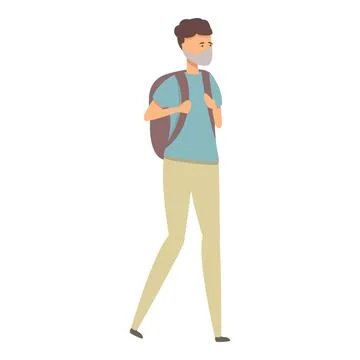 Boy with backpack icon cartoon vector. Mask travel Illustrazione stock