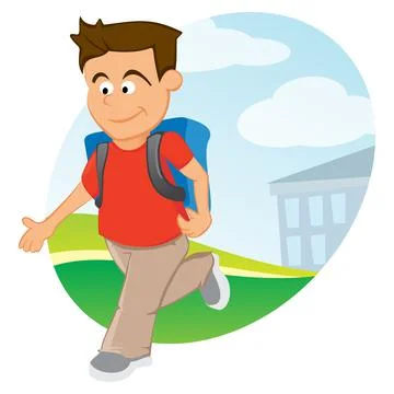 Boy with backpack Stock Illustration