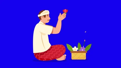 Boy Bali Hindu Praying Position Stock Footage 299247611