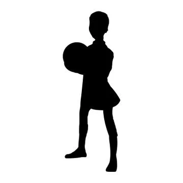 Boy With Ball Silhouette. Vector EPS 10. Ilustración de archivo