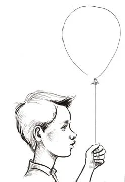 Boy with a balloon Illustrazione stock
