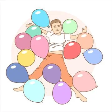 Boy with balloon. Stock Illustration