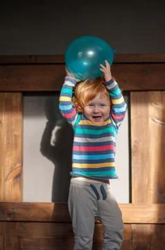Boy with balloon Foto stock
