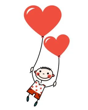 Boy with balloons Stock Illustration