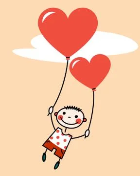 Boy with balloons Stock Illustration