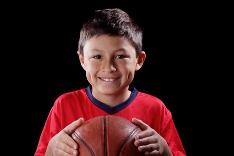 Boy with basketball Stock Photos