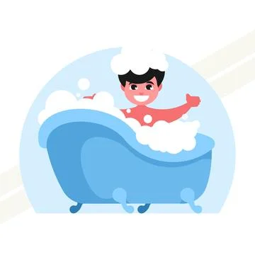Boy-bathes-in-the-bath Stock Illustration