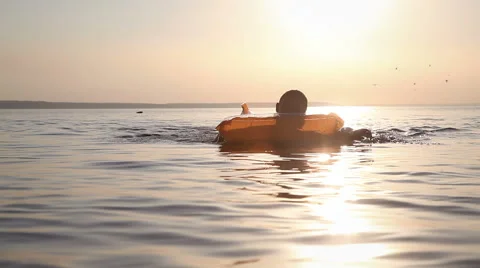 Boy bathes in the river Stock Footage 66350129