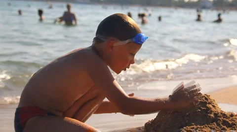 Boy ,beach, child Stock Footage 3677841