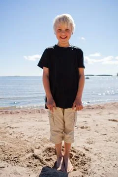 Boy on the beach Foto stock