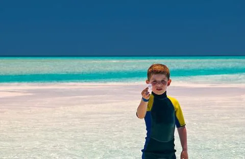 Boy at the beach Stock Photos