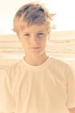 Boy on the beach Stock Photos