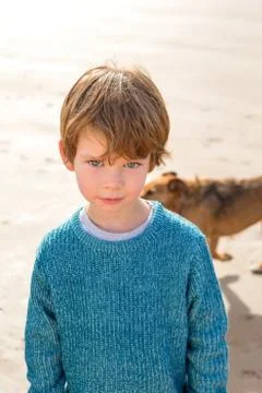 Boy on the Beach Stockfoto's