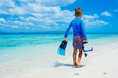 Boy on the beach 写真素材