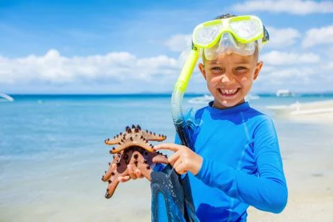 Boy on the beach 写真素材