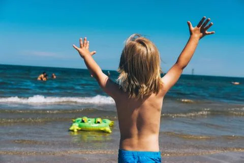 The boy on the beach. Stock Photos