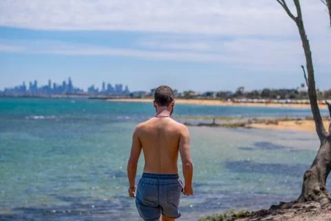 Boy on beach Stock Photos