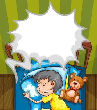 Boy in bed having nightmare Stock Illustration