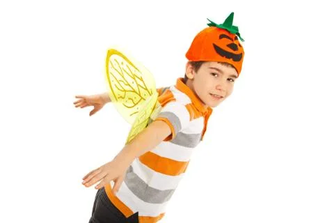 Boy with bee wings flying Stock Photos